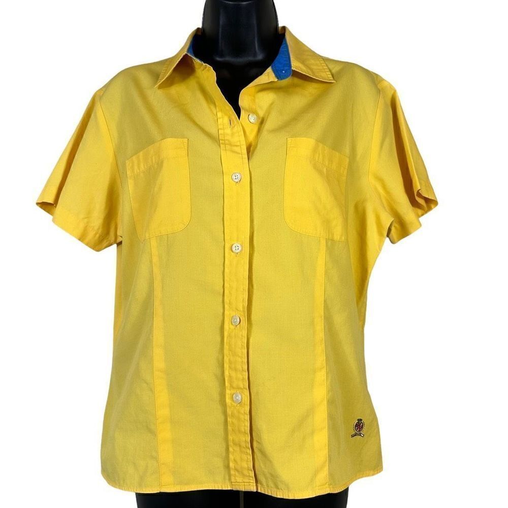 Vintage Tommy Hilfiger Short Sleeve Button Down Top Size 10